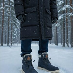 Mishansha Navy Blue Suede Boots Faux Fur Lined Cozy and Durable Winter and Fall